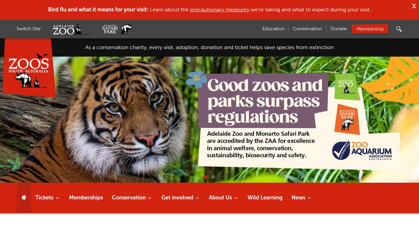 The home page of zoossa.com.au