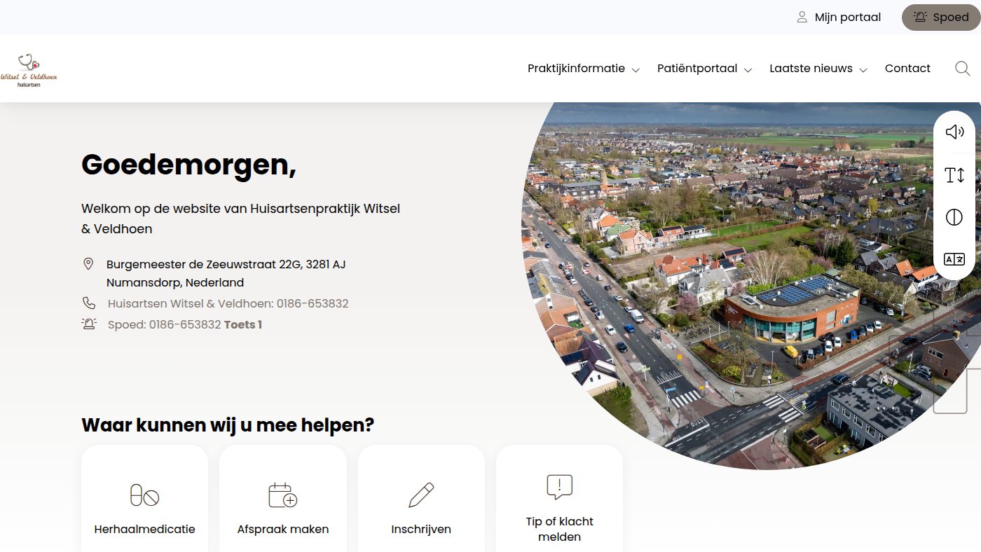 The home page of huisartsenwitselveldhoen.nl