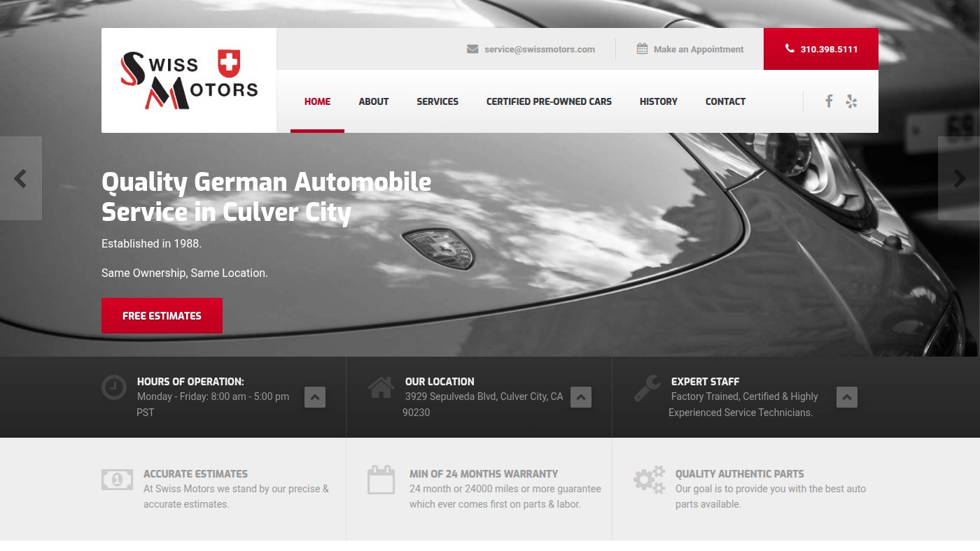 The home page of swissmotors.com