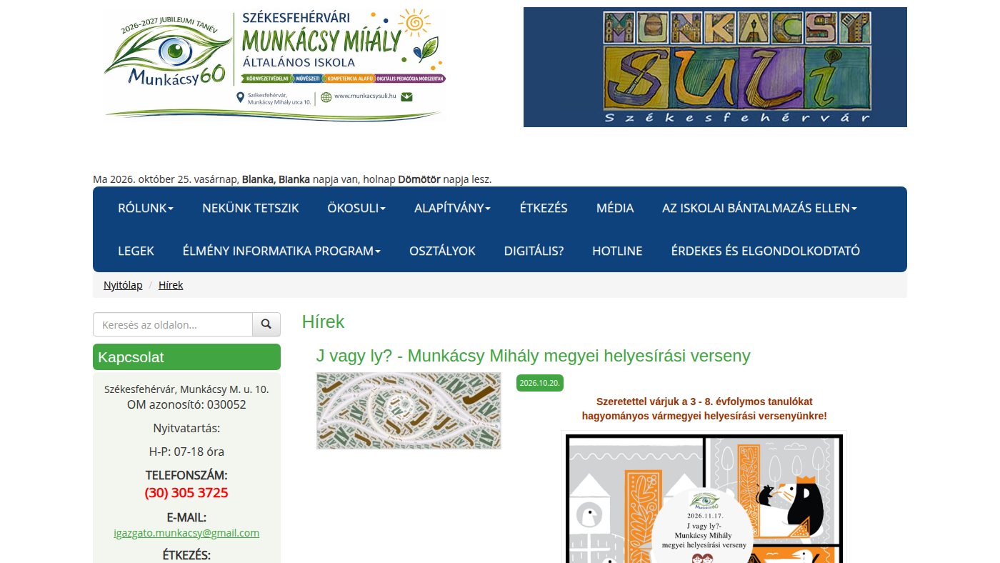 The home page of munkacsysuli.hu