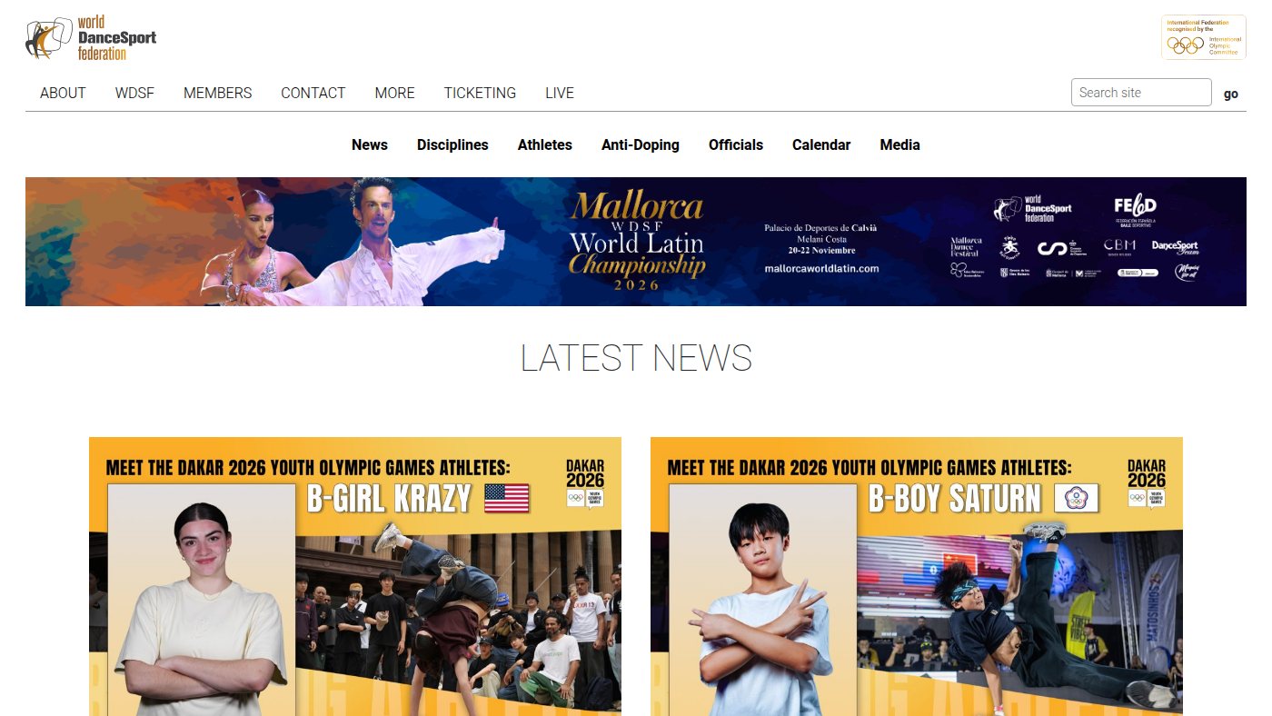 The home page of worlddancesport.org