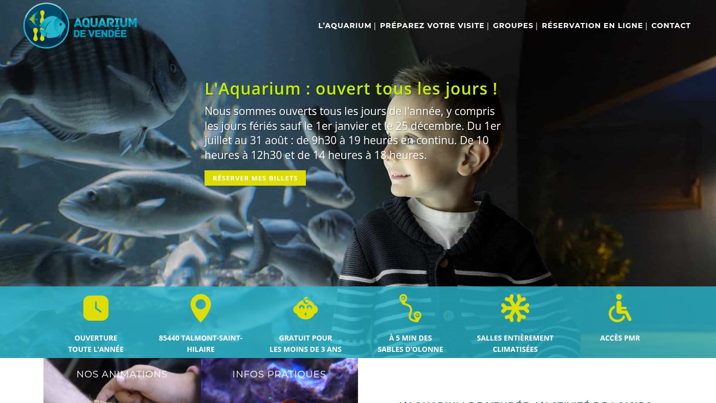 The home page of aquarium-vendee.com