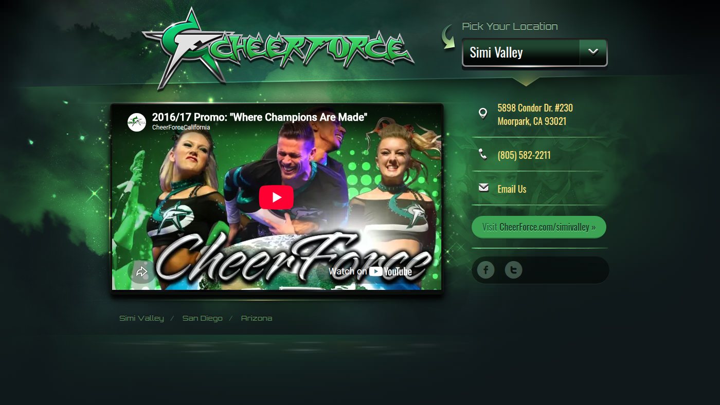 The home page of cheerforce.com