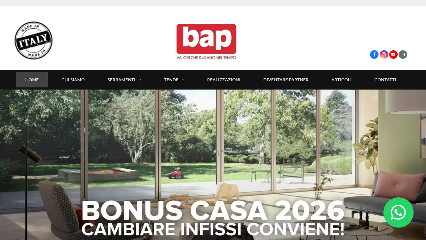 The home page of bapserramentipvc.it