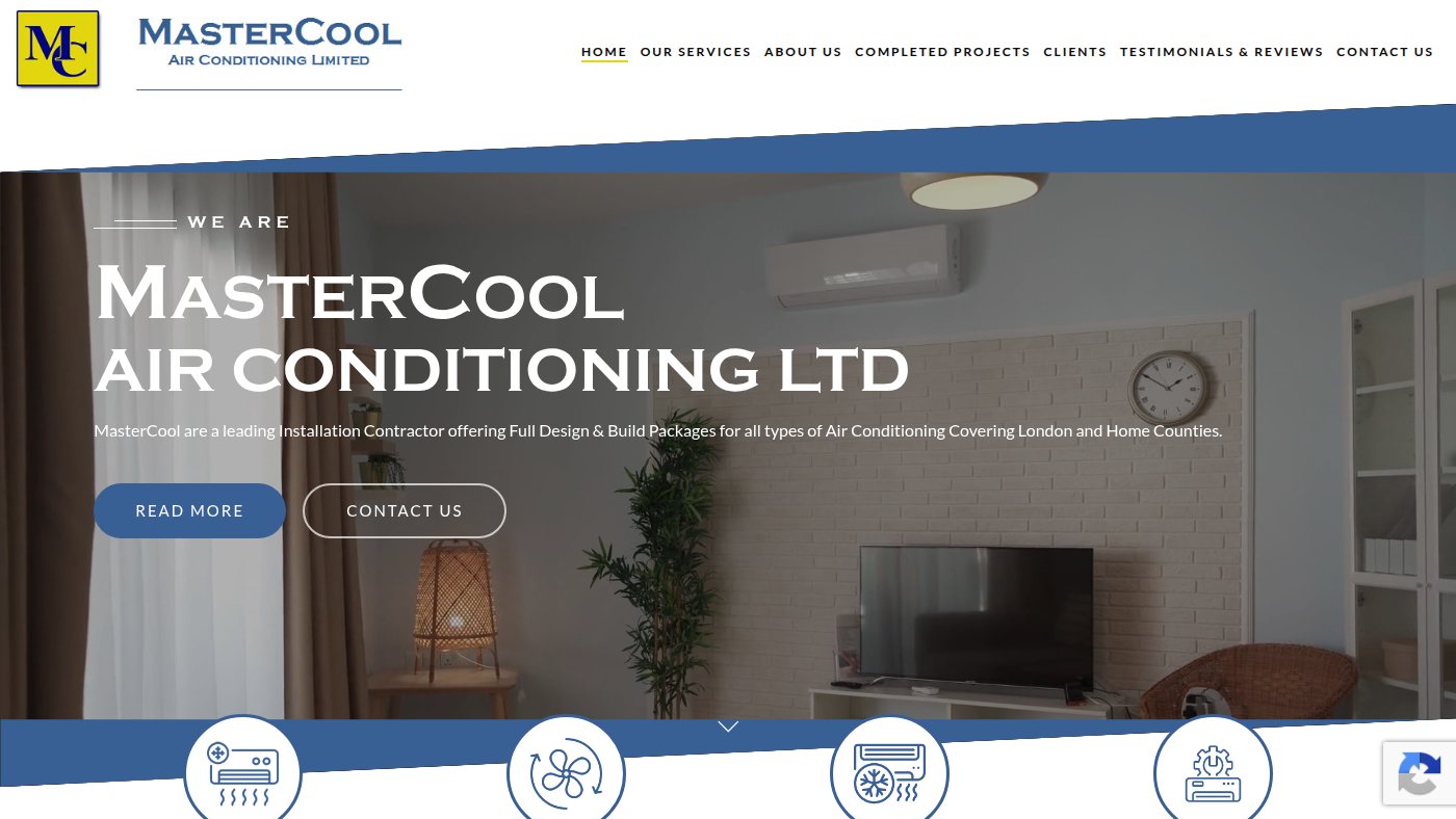 The home page of mastercool.co.uk