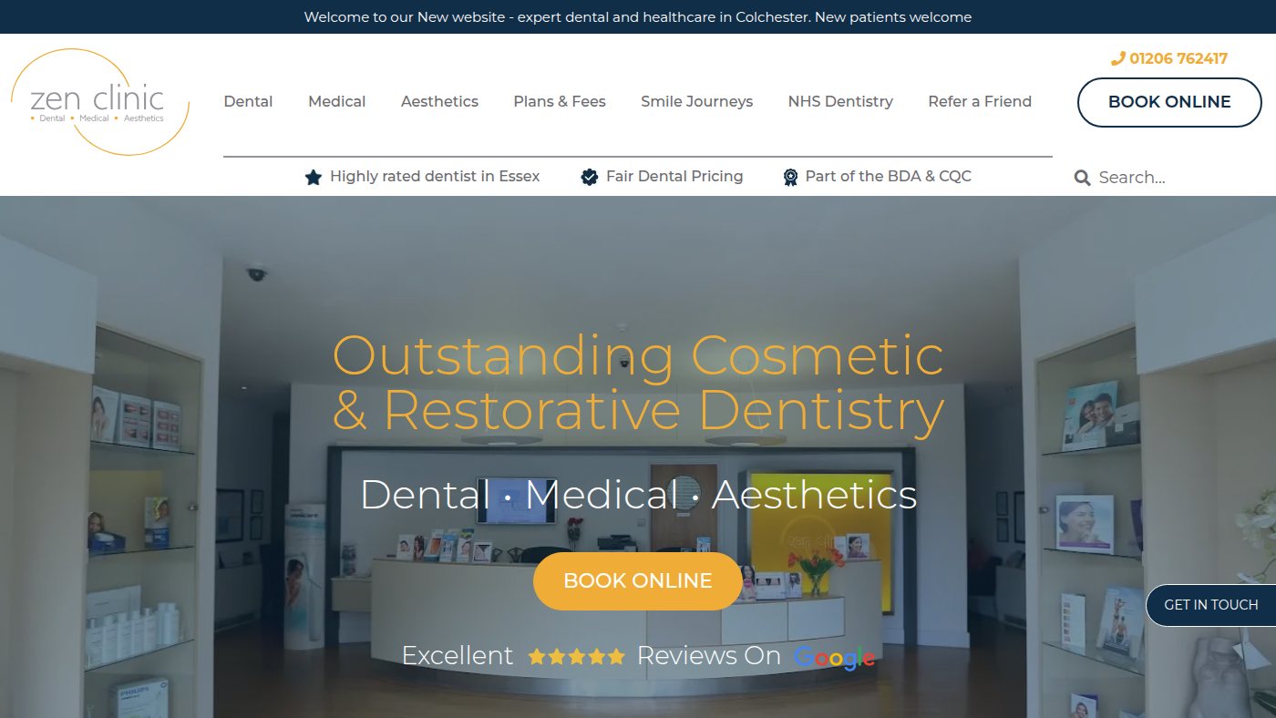The home page of zenclinic.co.uk