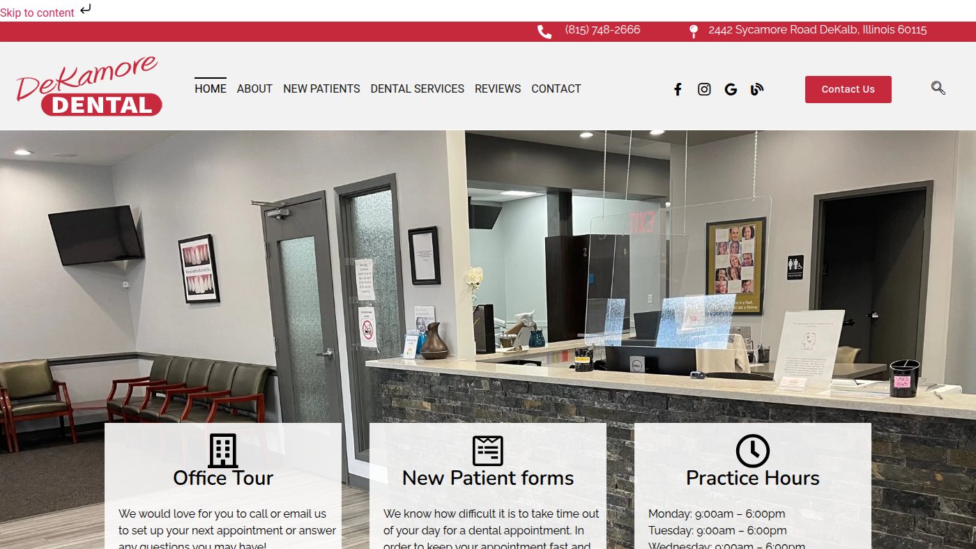 The home page of dekamoredental.com