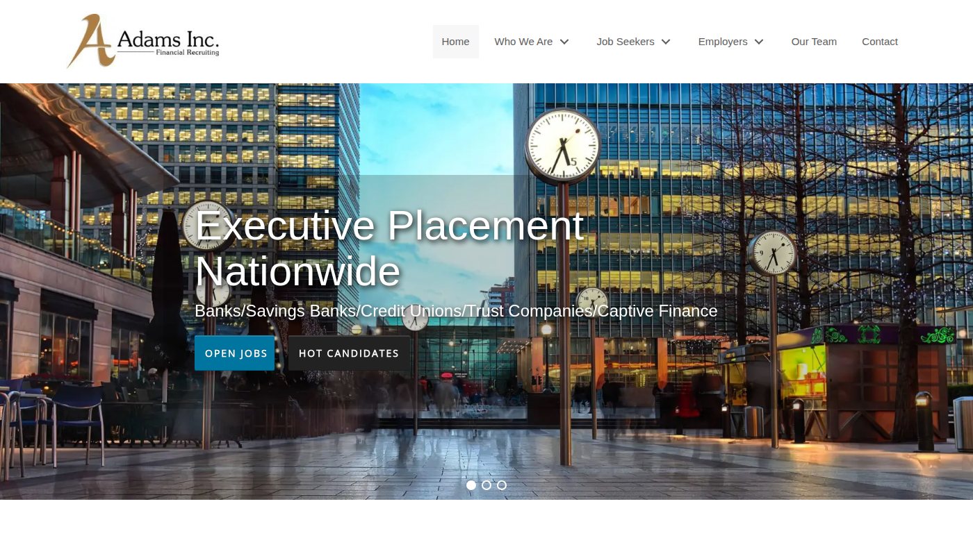 The home page of adams-inc.com
