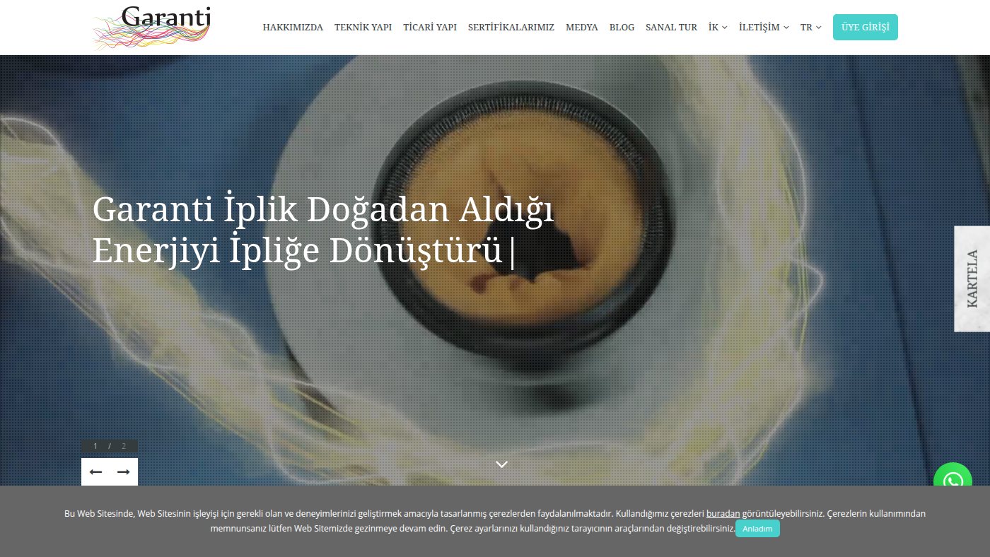 The home page of garanti-iplik.com.tr