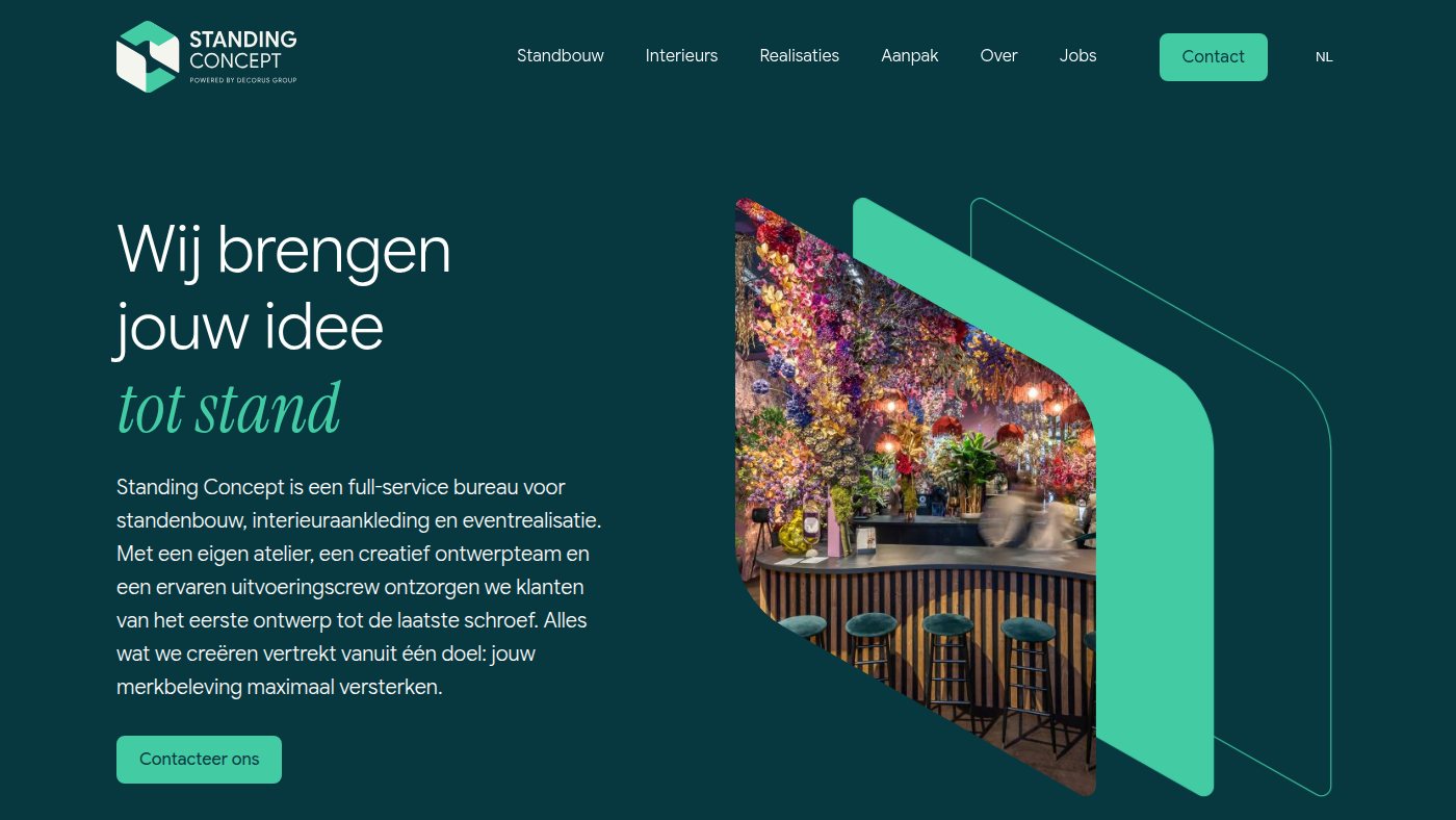 The home page of standingconcept.be