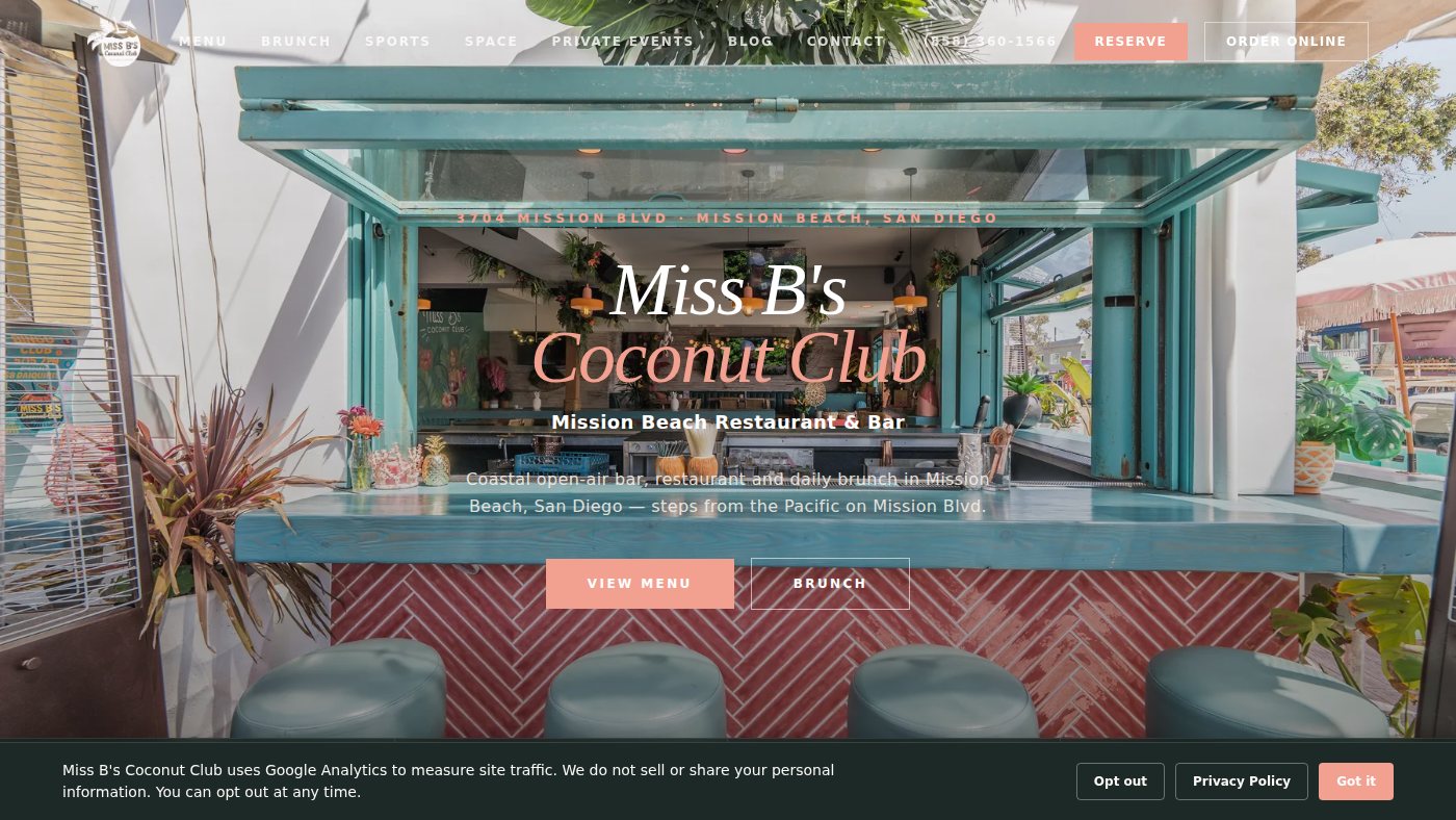 The home page of missbcoconutclub.com