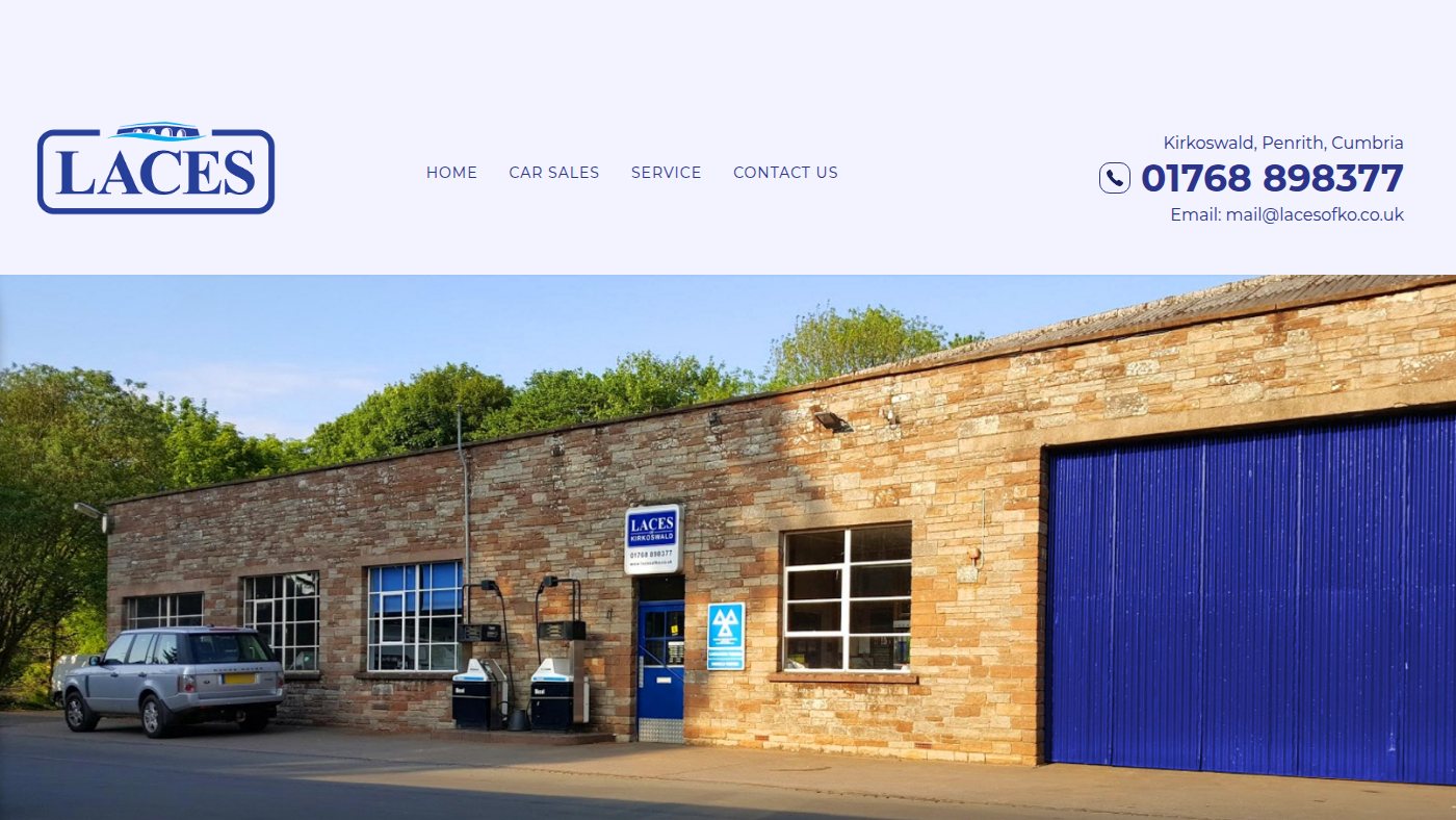 The home page of lacesofko.co.uk