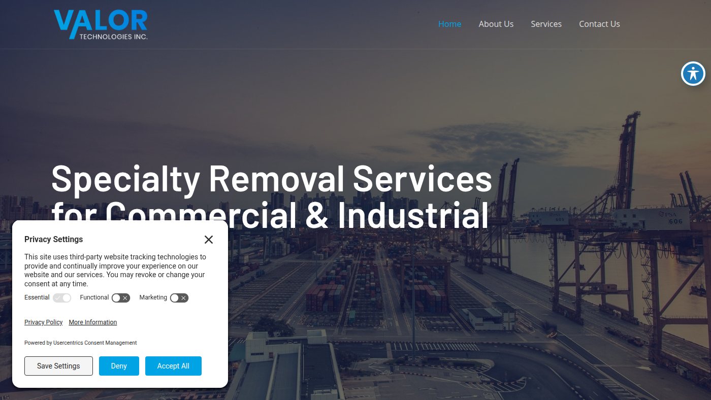 The home page of valortechnologies.com