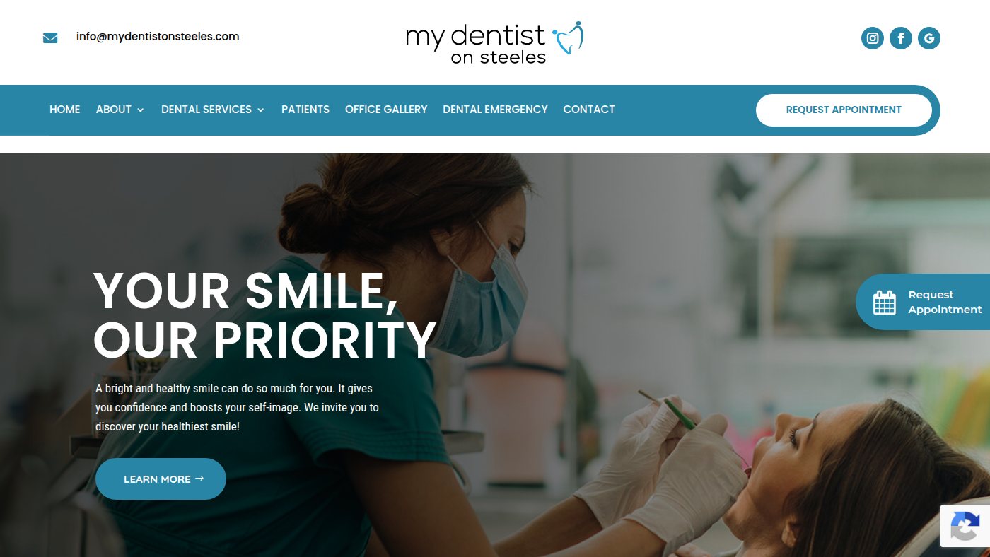 The home page of mydentistonsteeles.com