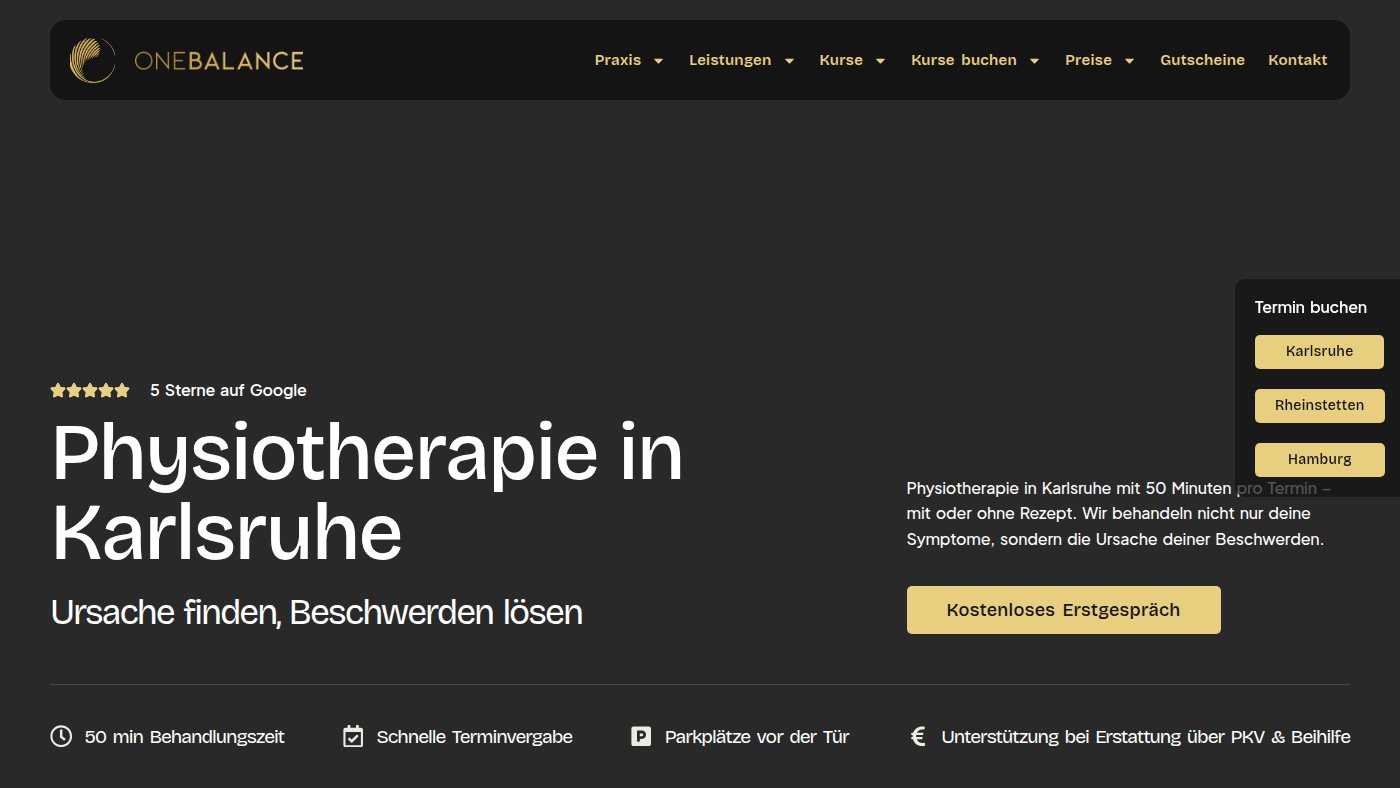 The home page of onebalance.de