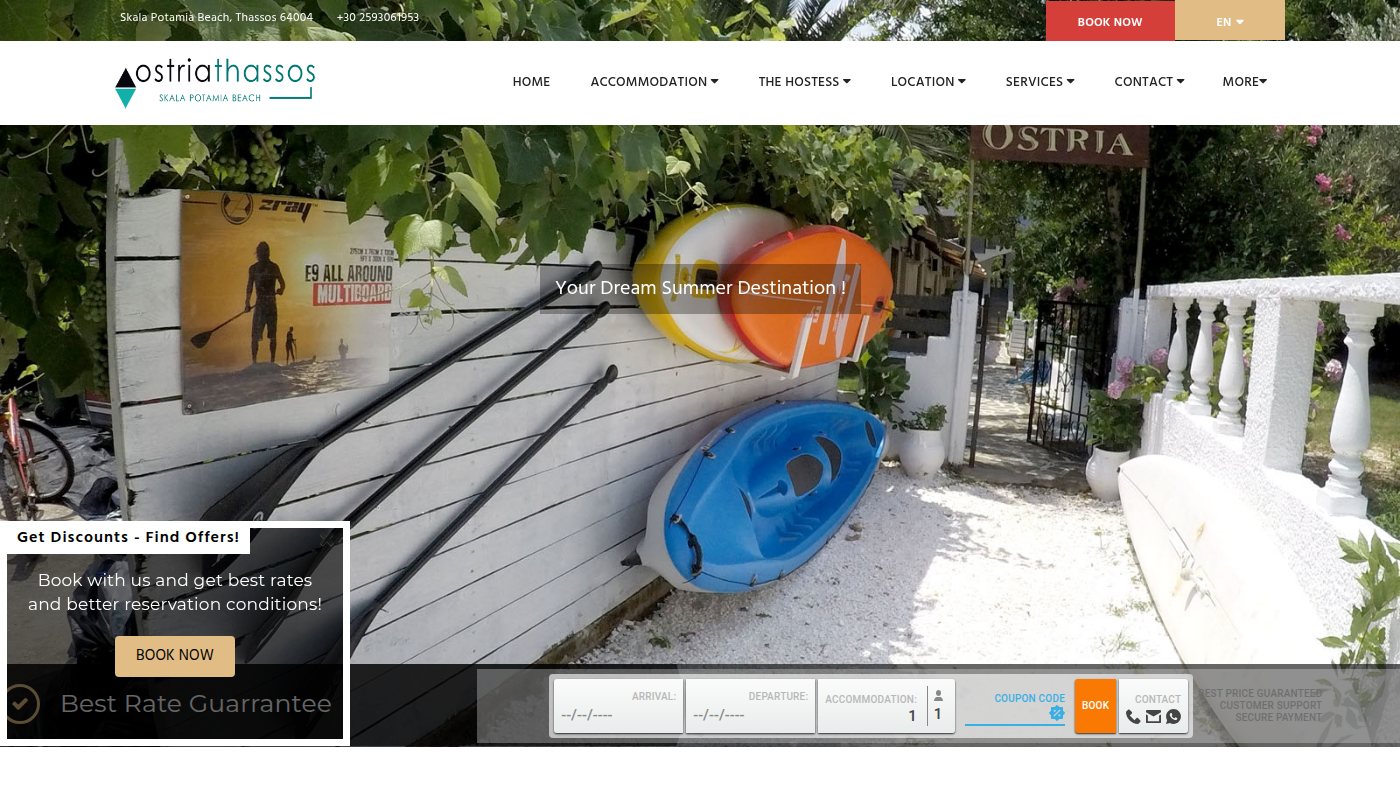 The home page of ostria-thasos.gr