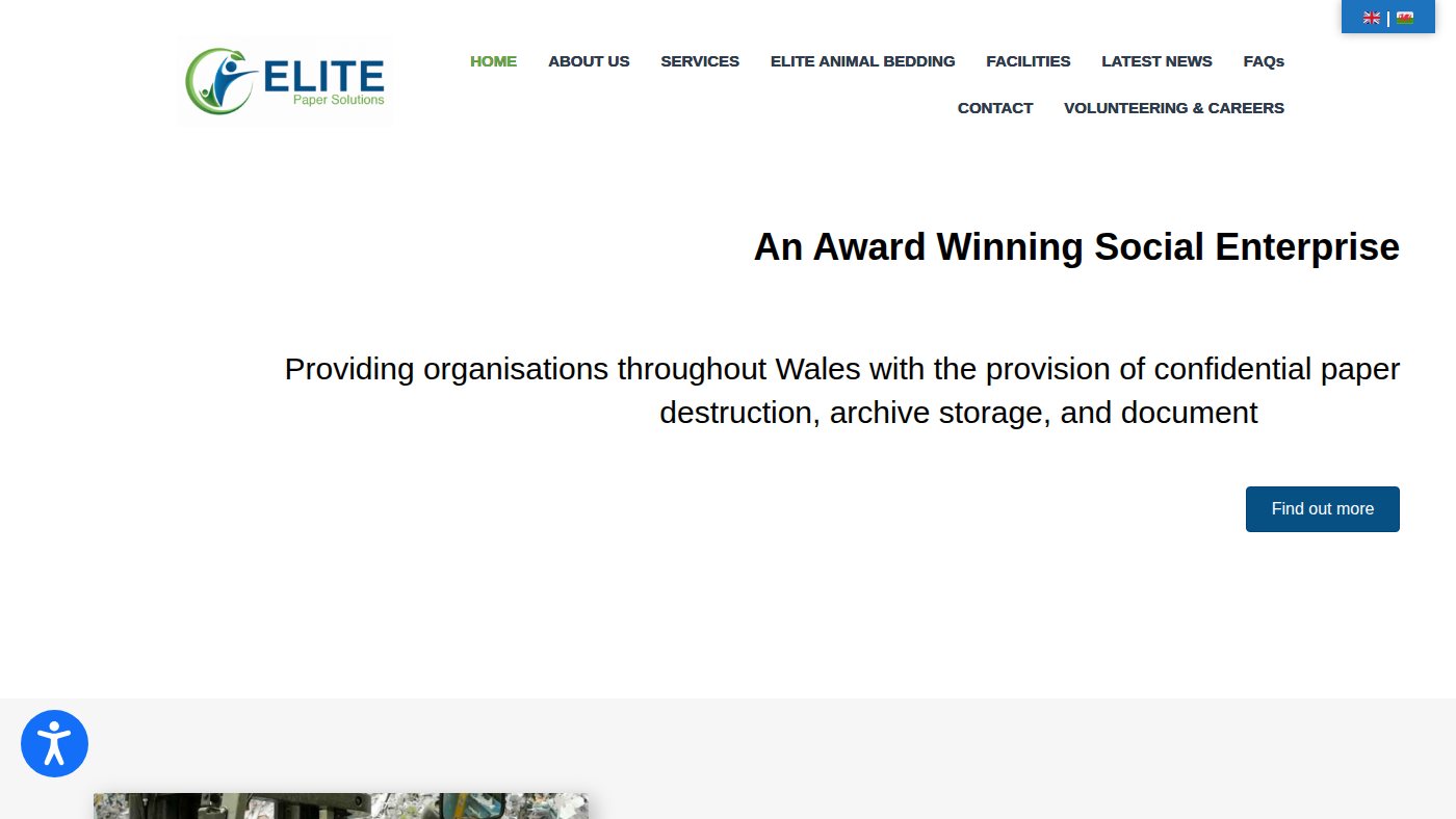 The home page of elitepapersolutions.co.uk