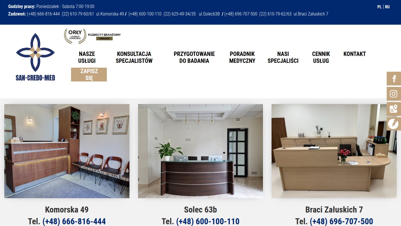 The home page of sancredomed.pl