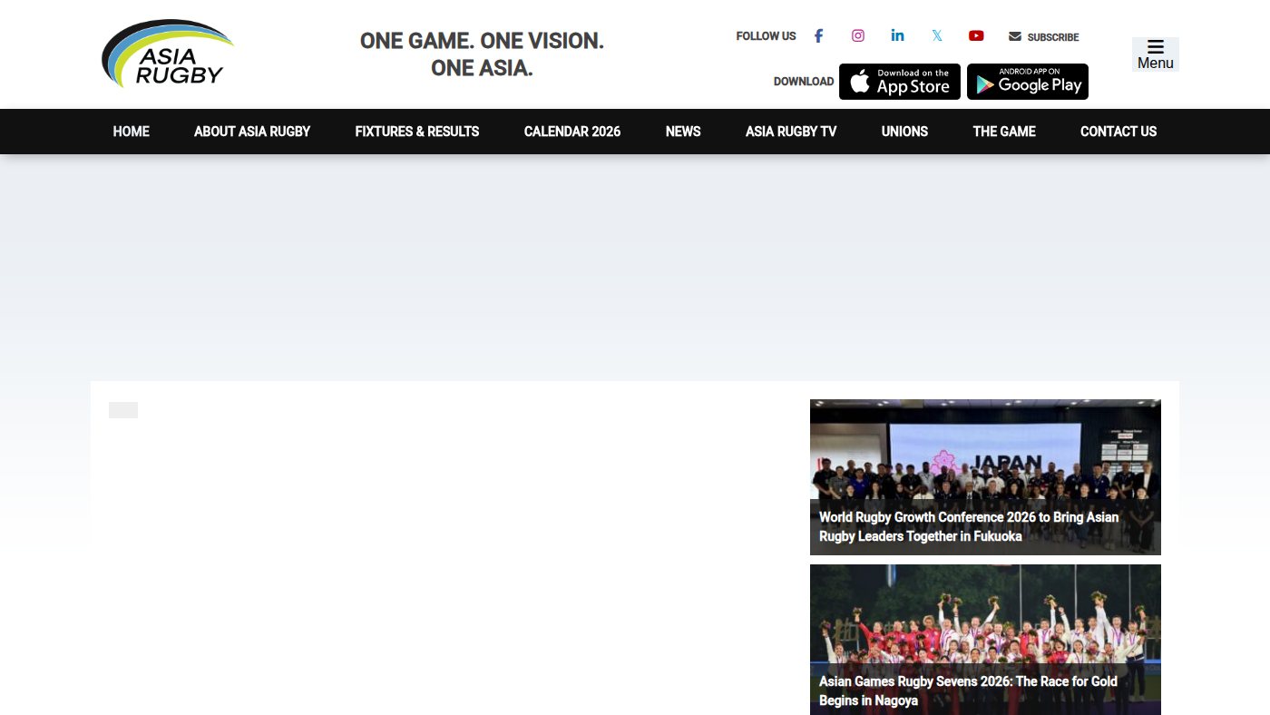 The home page of asiarugby.com