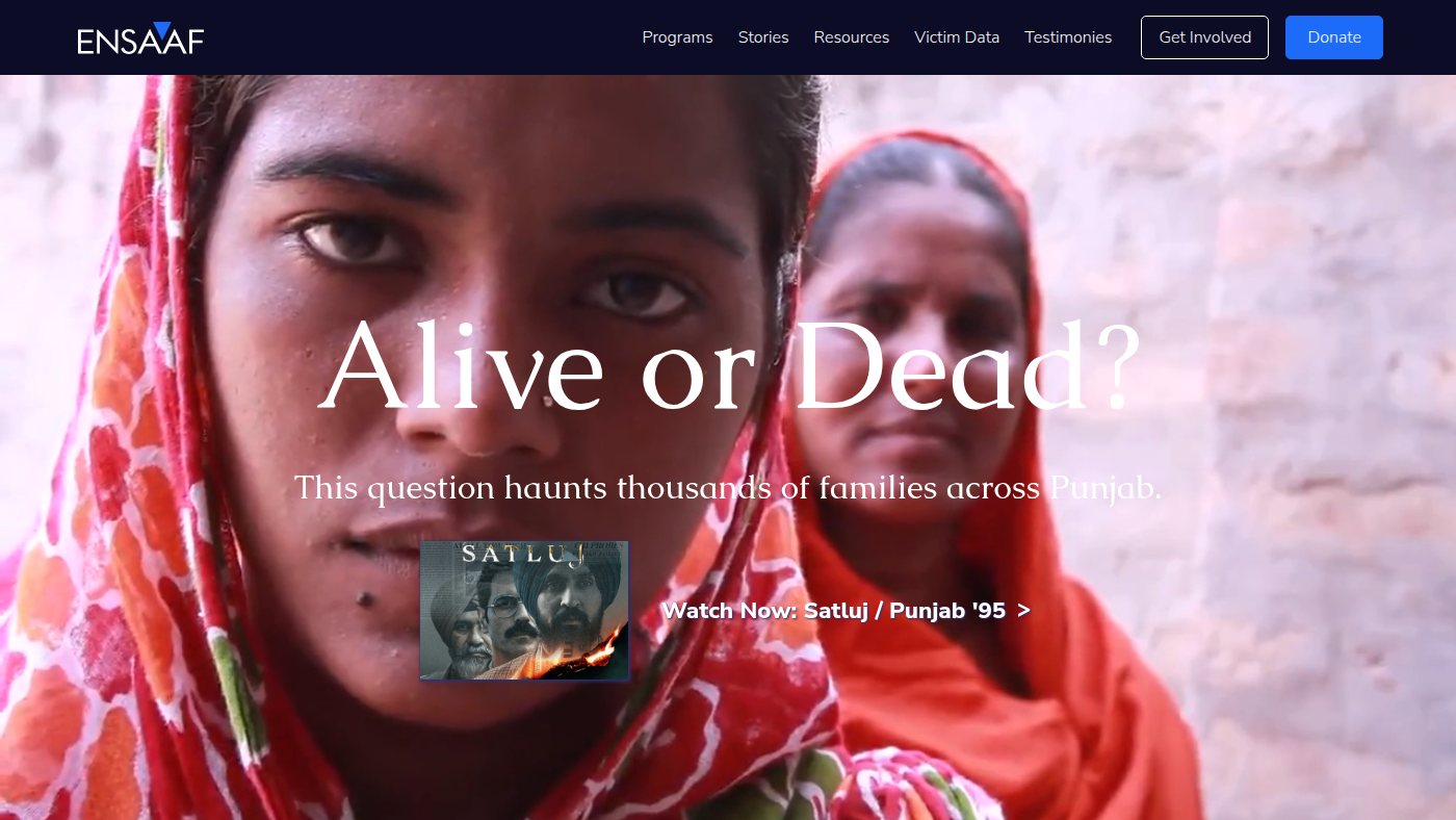 The home page of ensaaf.org