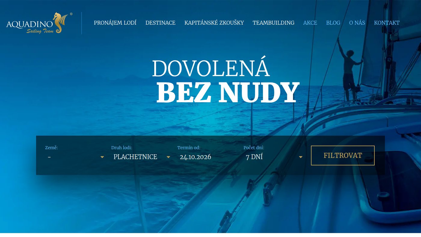 The home page of aquadino.cz