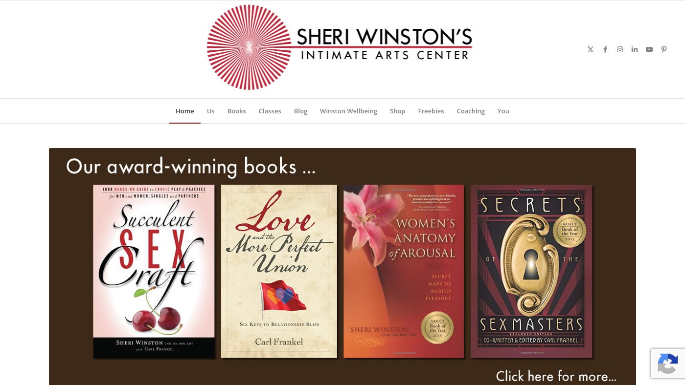 The home page of intimateartscenter.com