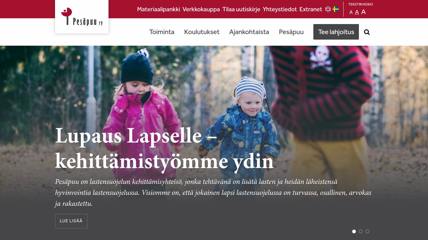 The home page of pesapuu.fi