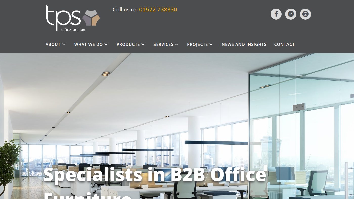 The home page of tpsofficefurniture.co.uk