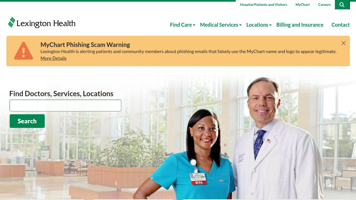 The home page of lexhealth.com