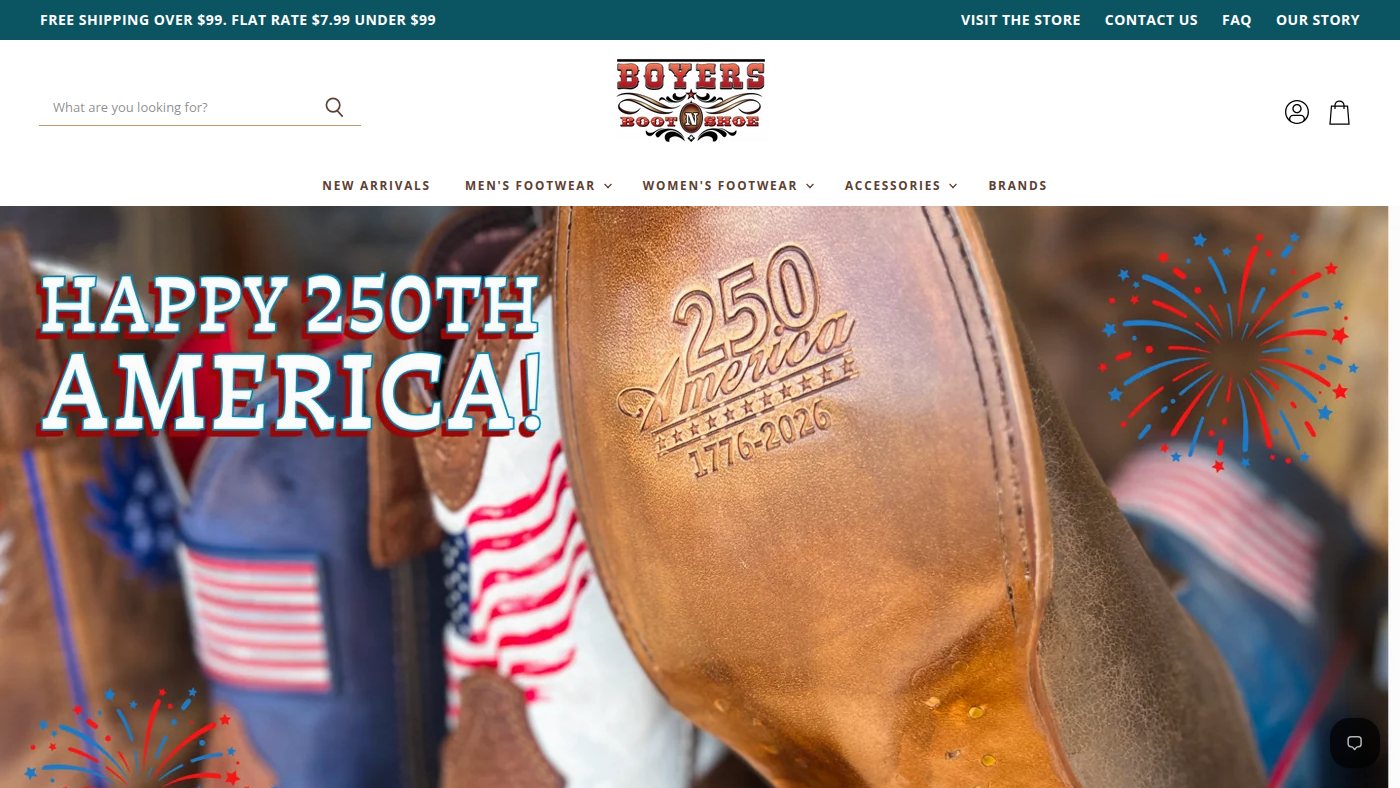The home page of bootnshoe.com
