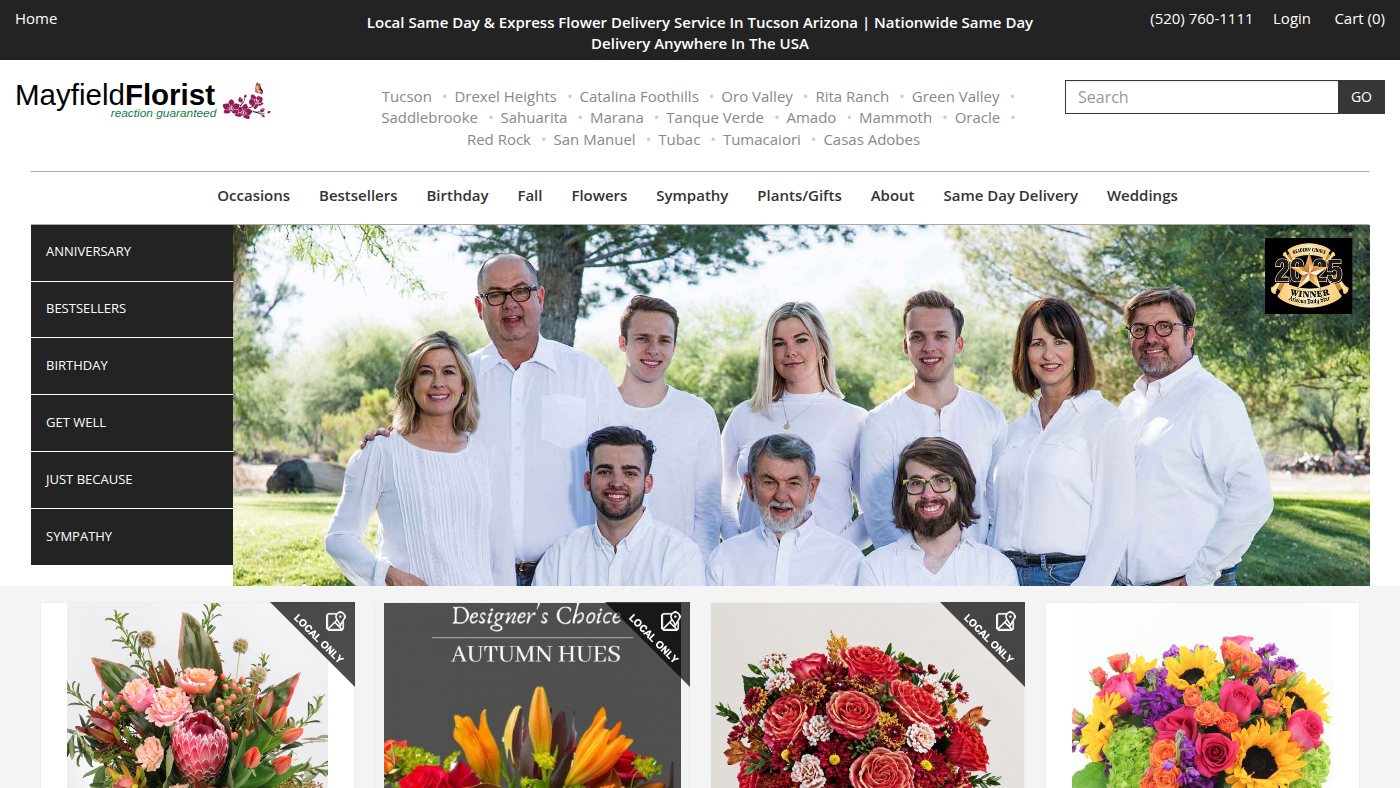The home page of mayfieldflorist.com