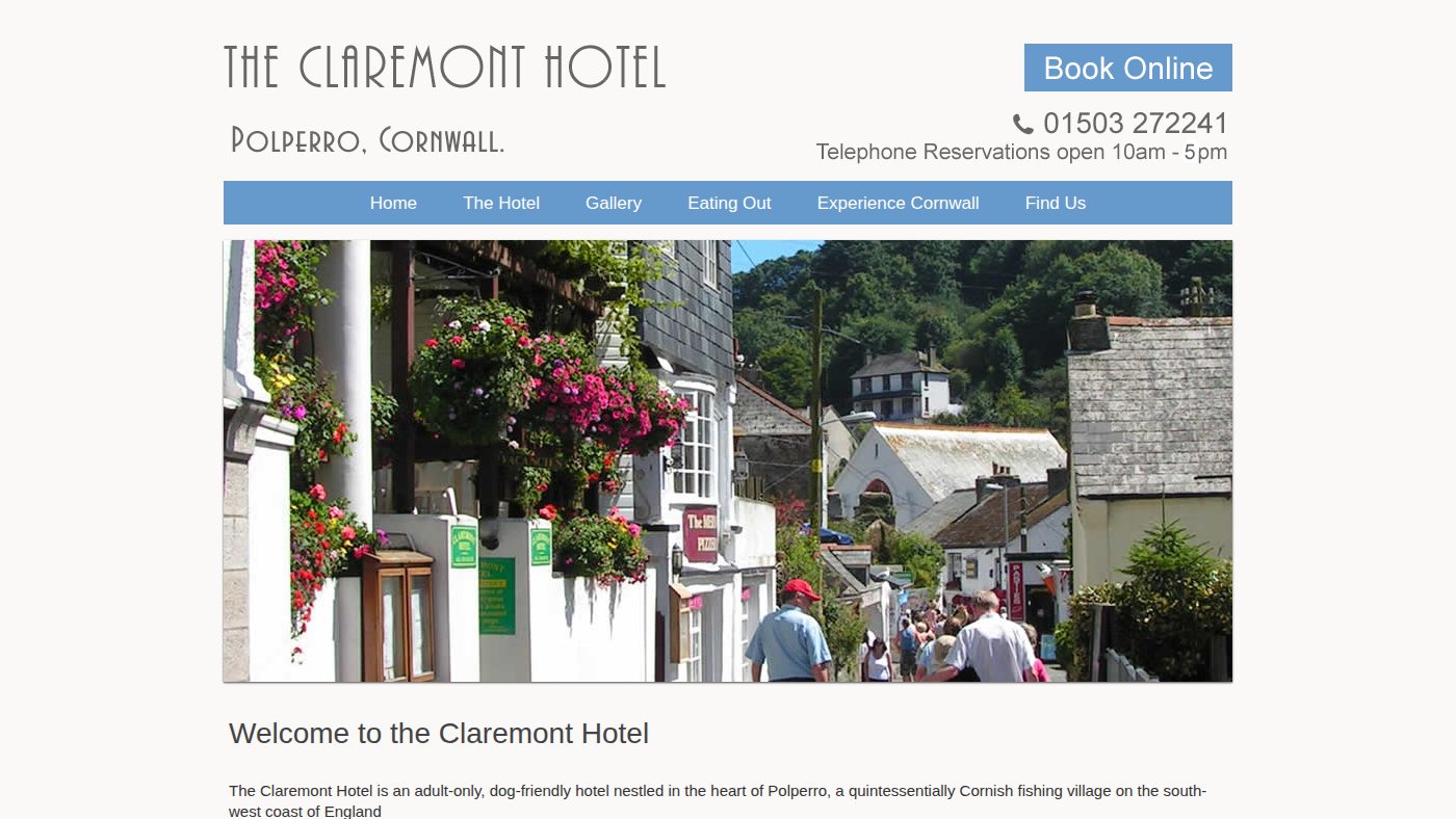 The home page of theclaremonthotel.co.uk