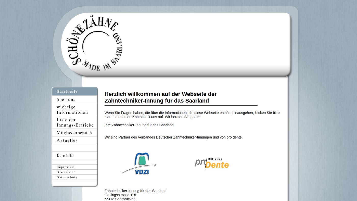The home page of zahntechniker-innung-saar.de