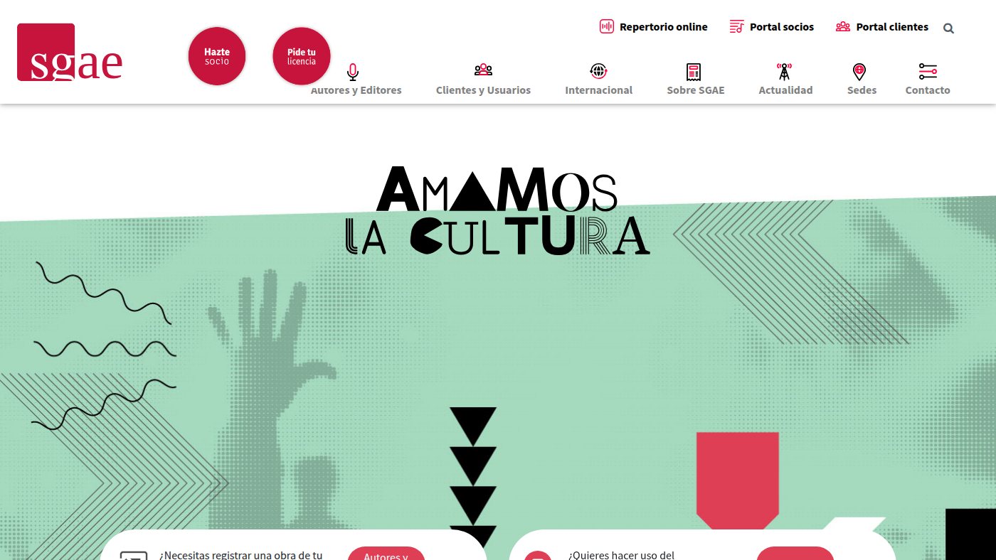 The home page of sgae.es