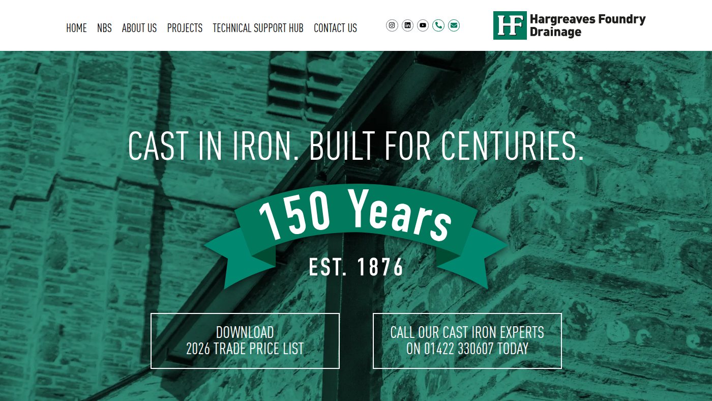 The home page of hargreavesfoundry.co.uk