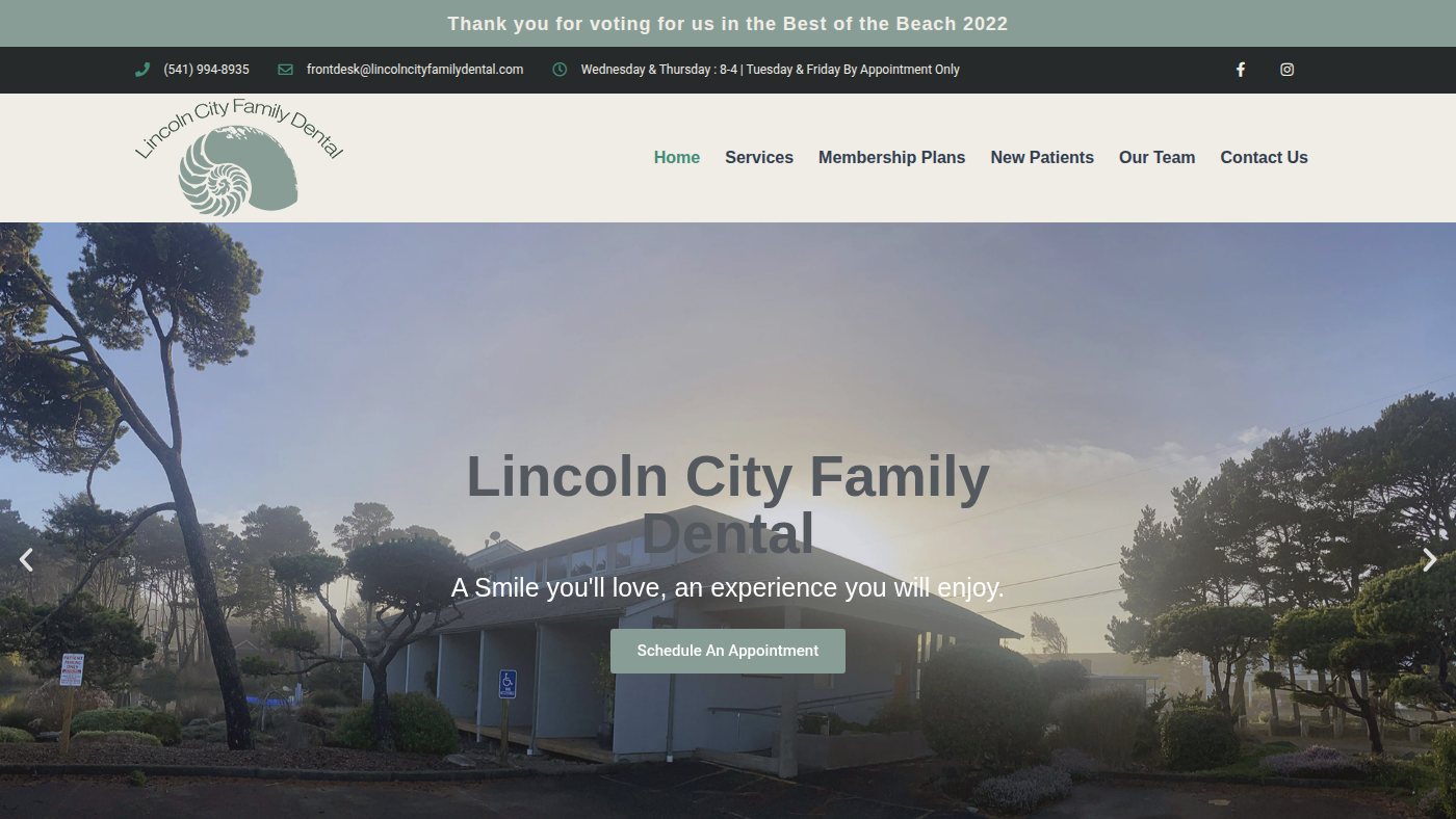 The home page of lincolncityfamilydental.com