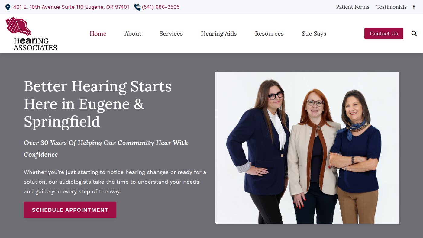 The home page of eugenehearingassociates.com