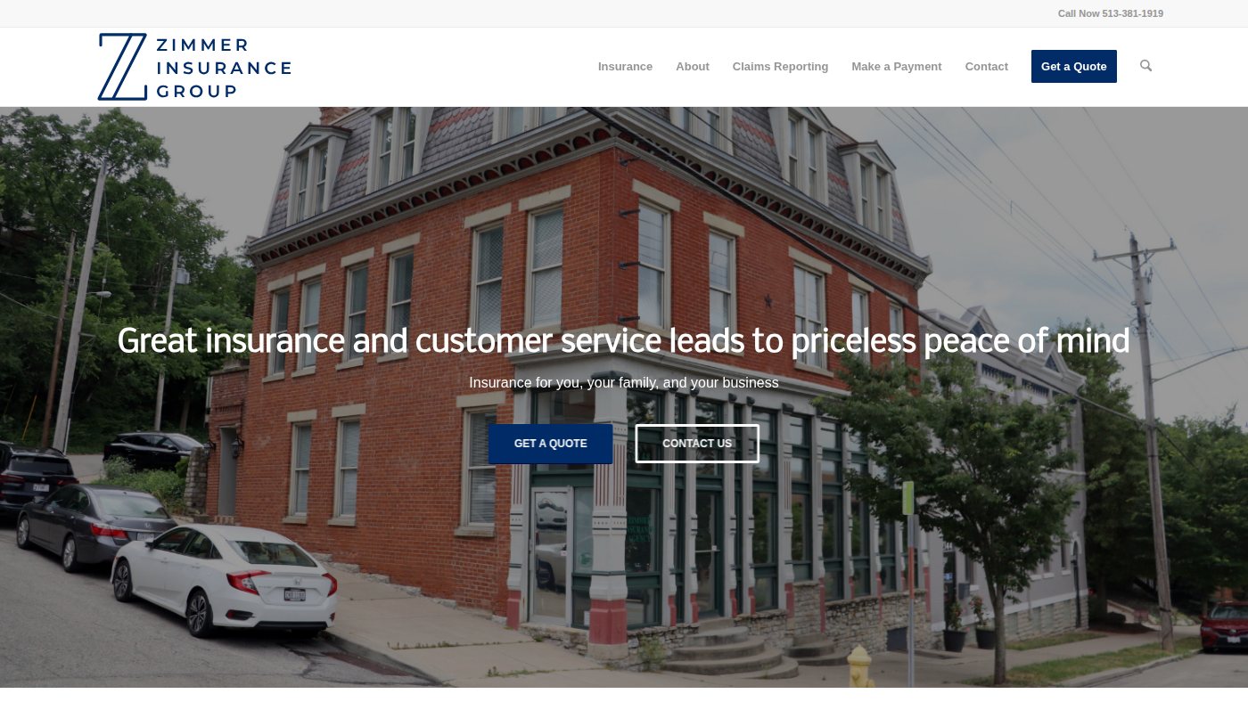 The home page of zimmerinsurance.com
