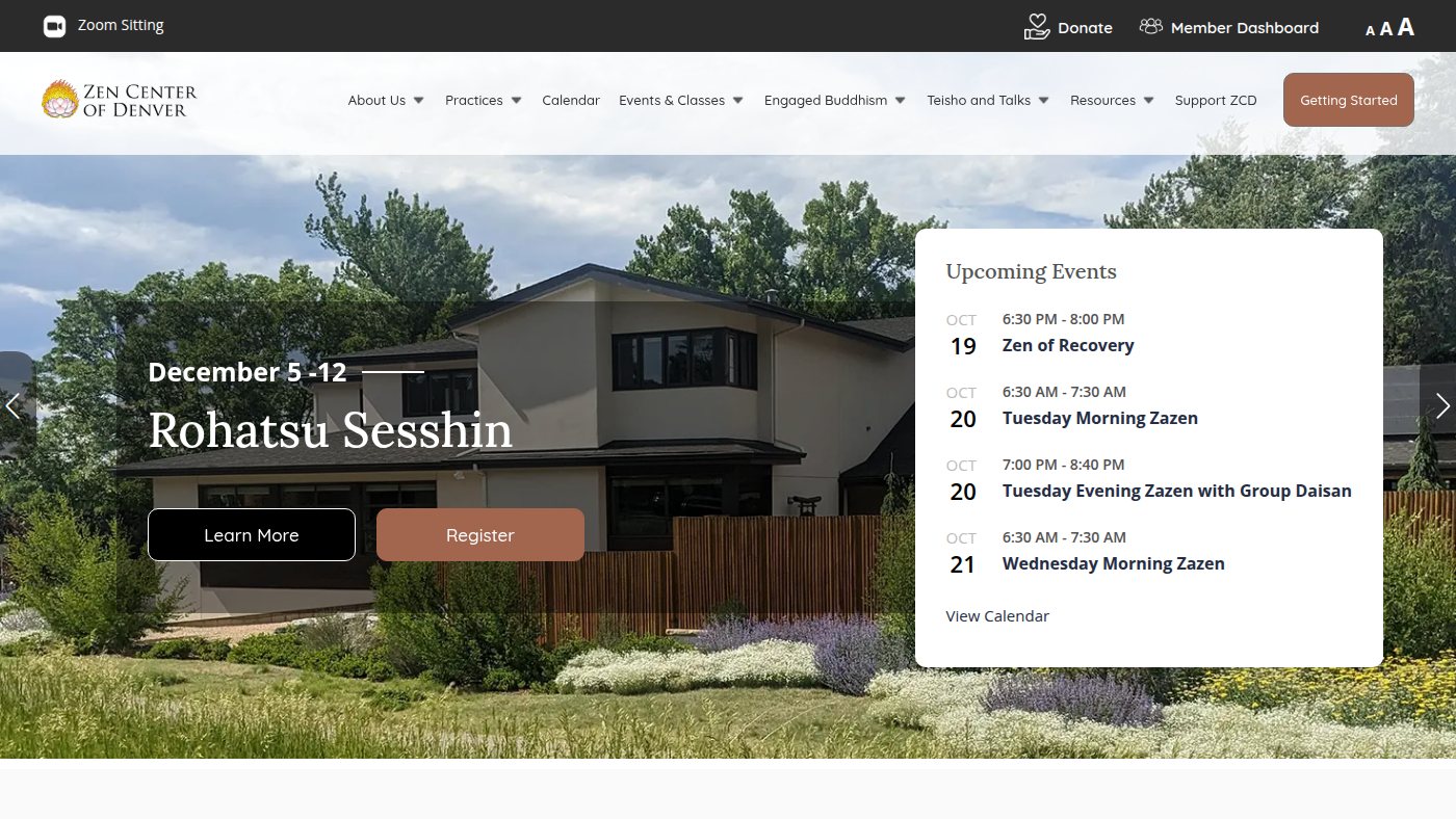 The home page of zencenterofdenver.org