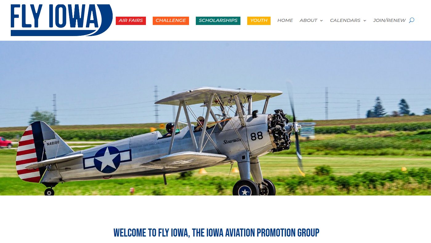 The home page of flyiowa.org