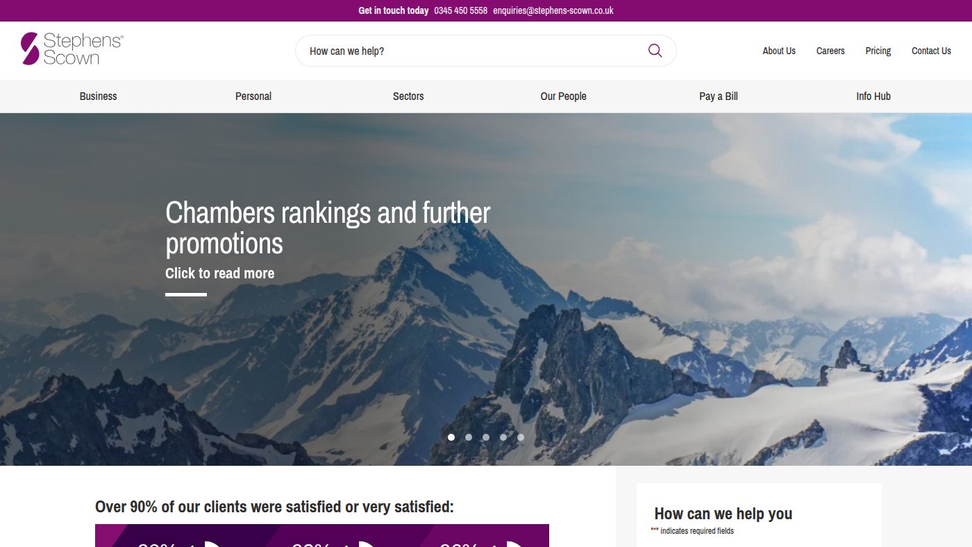 The home page of stephens-scown.co.uk