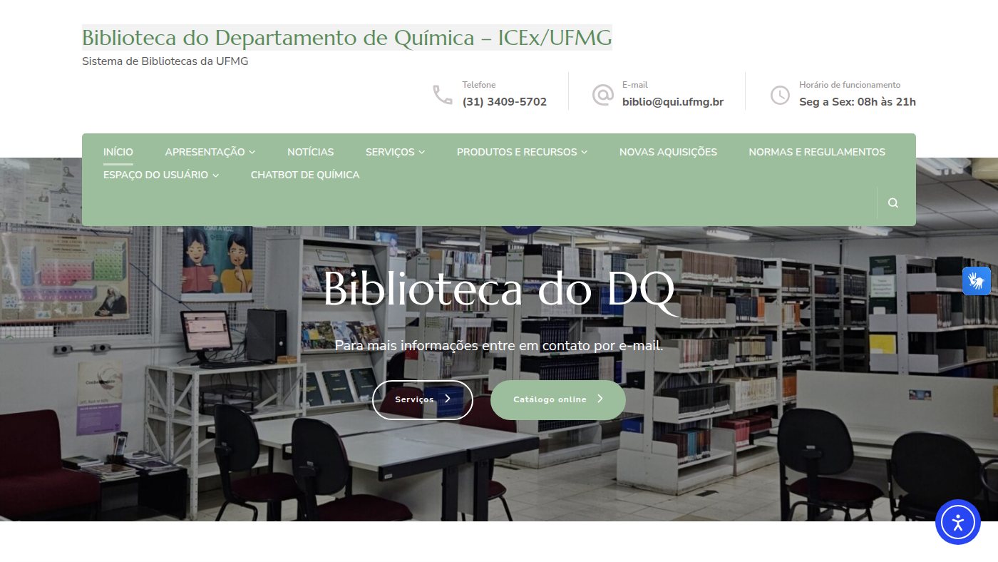 The home page of biblioteca.qui.ufmg.br