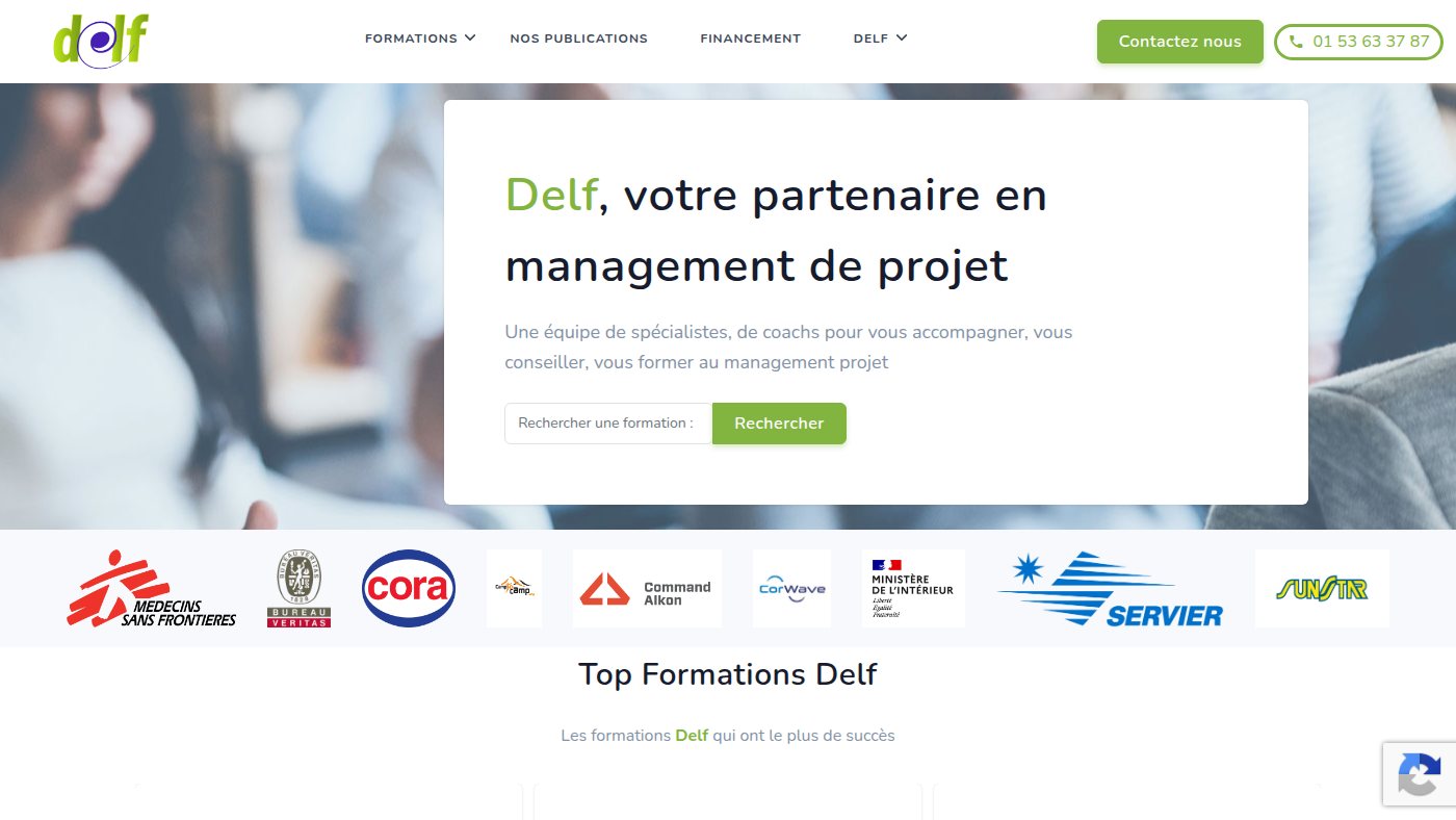 The home page of delf.fr