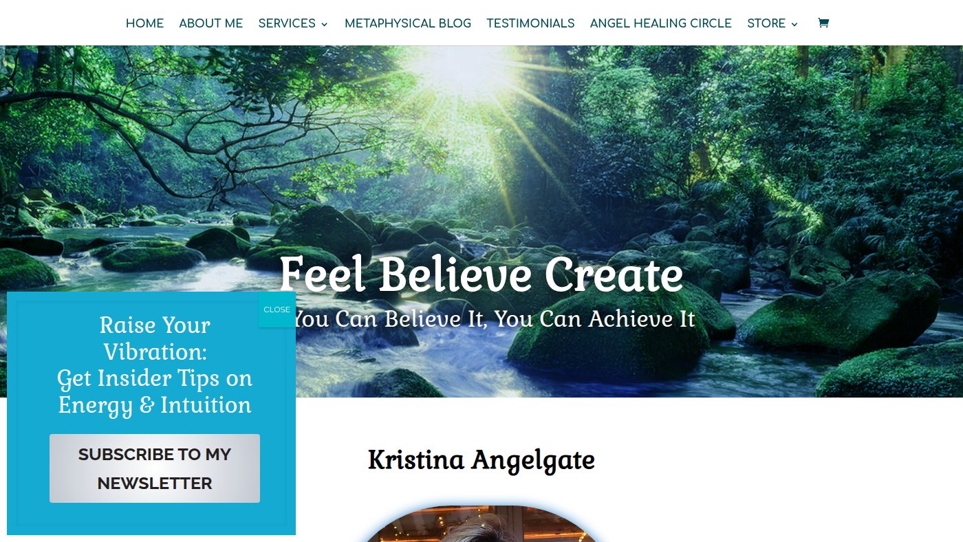 The home page of feelbelievecreate.com