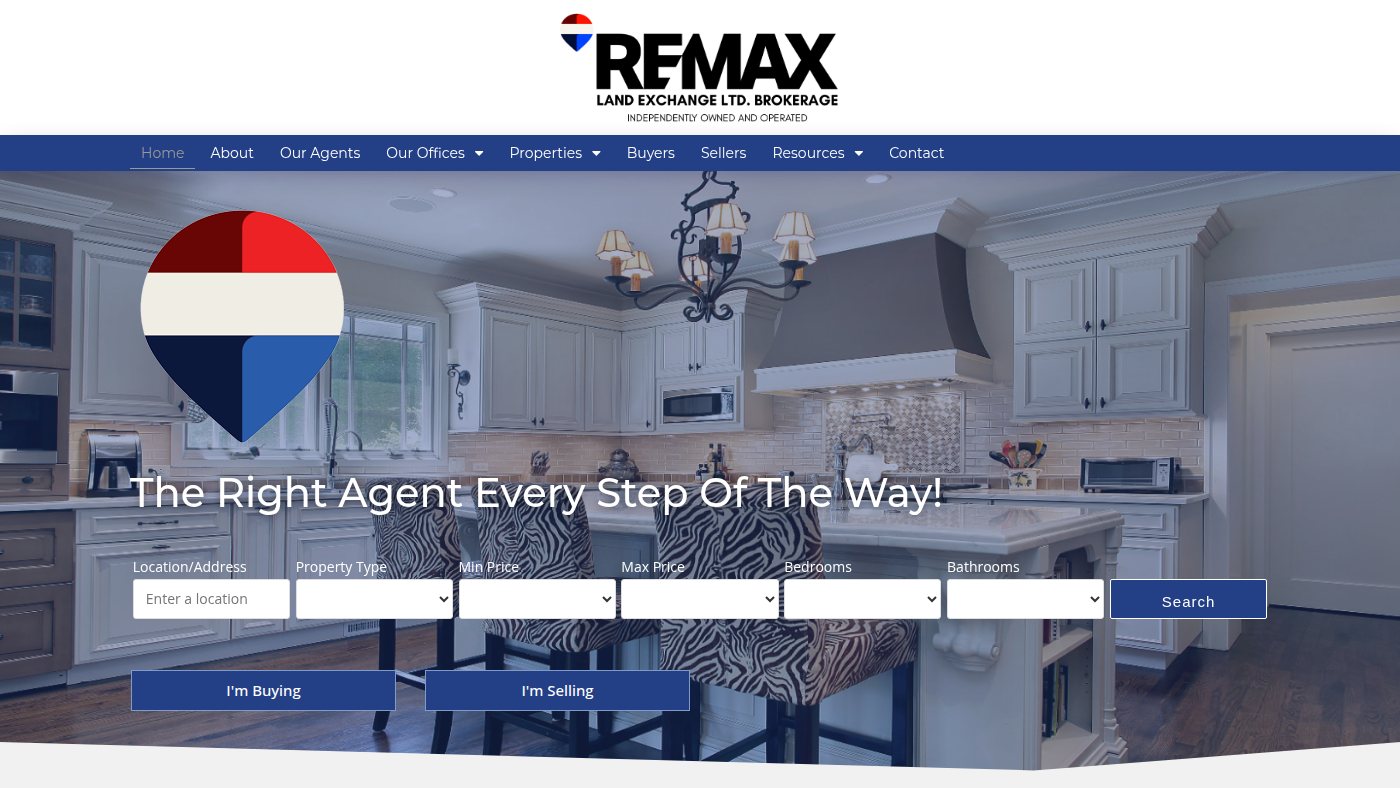 The home page of remaxlandexchange.ca