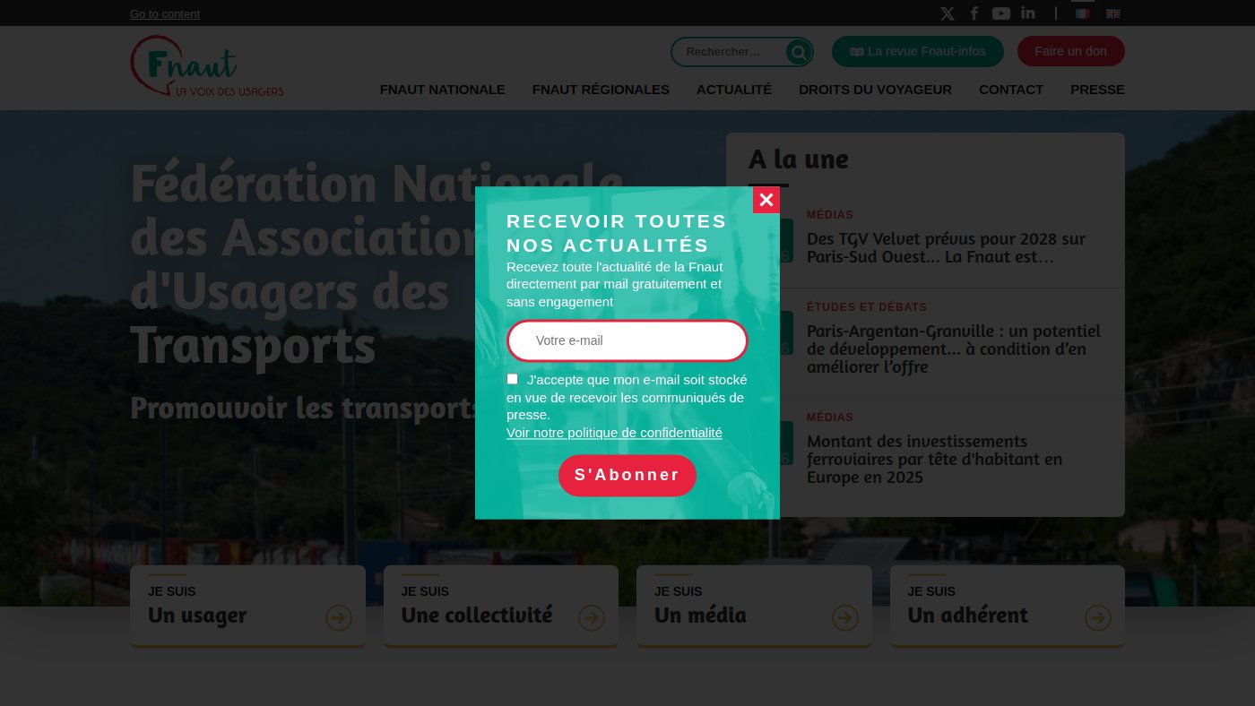 The home page of fnaut.fr