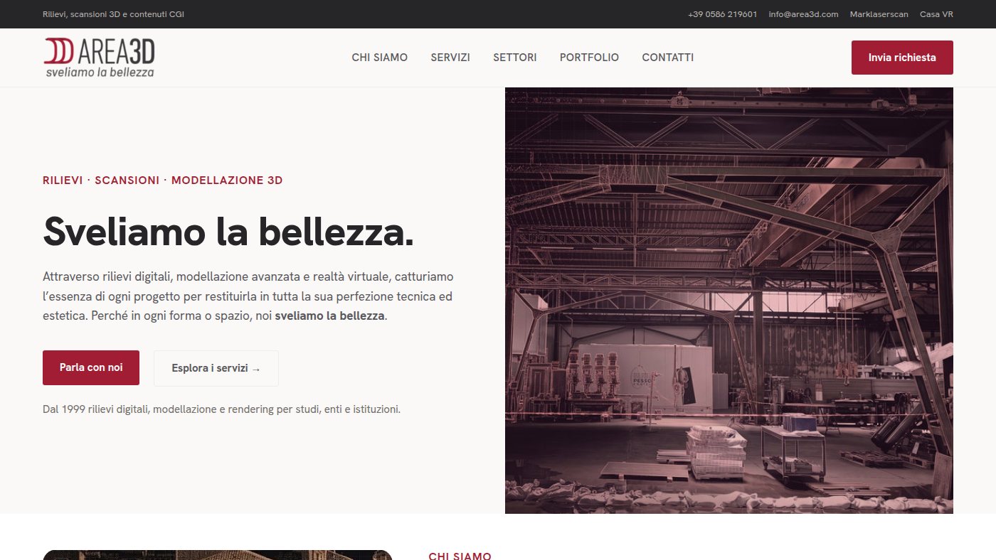 The home page of area3d.com