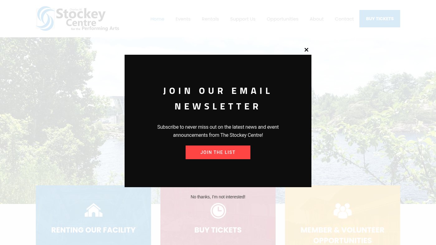 The home page of stockeycentre.com
