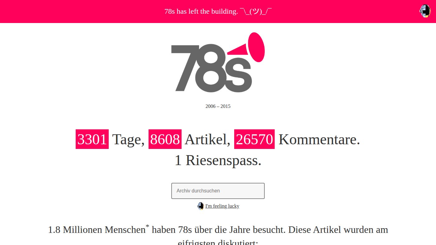 The home page of 78s.ch
