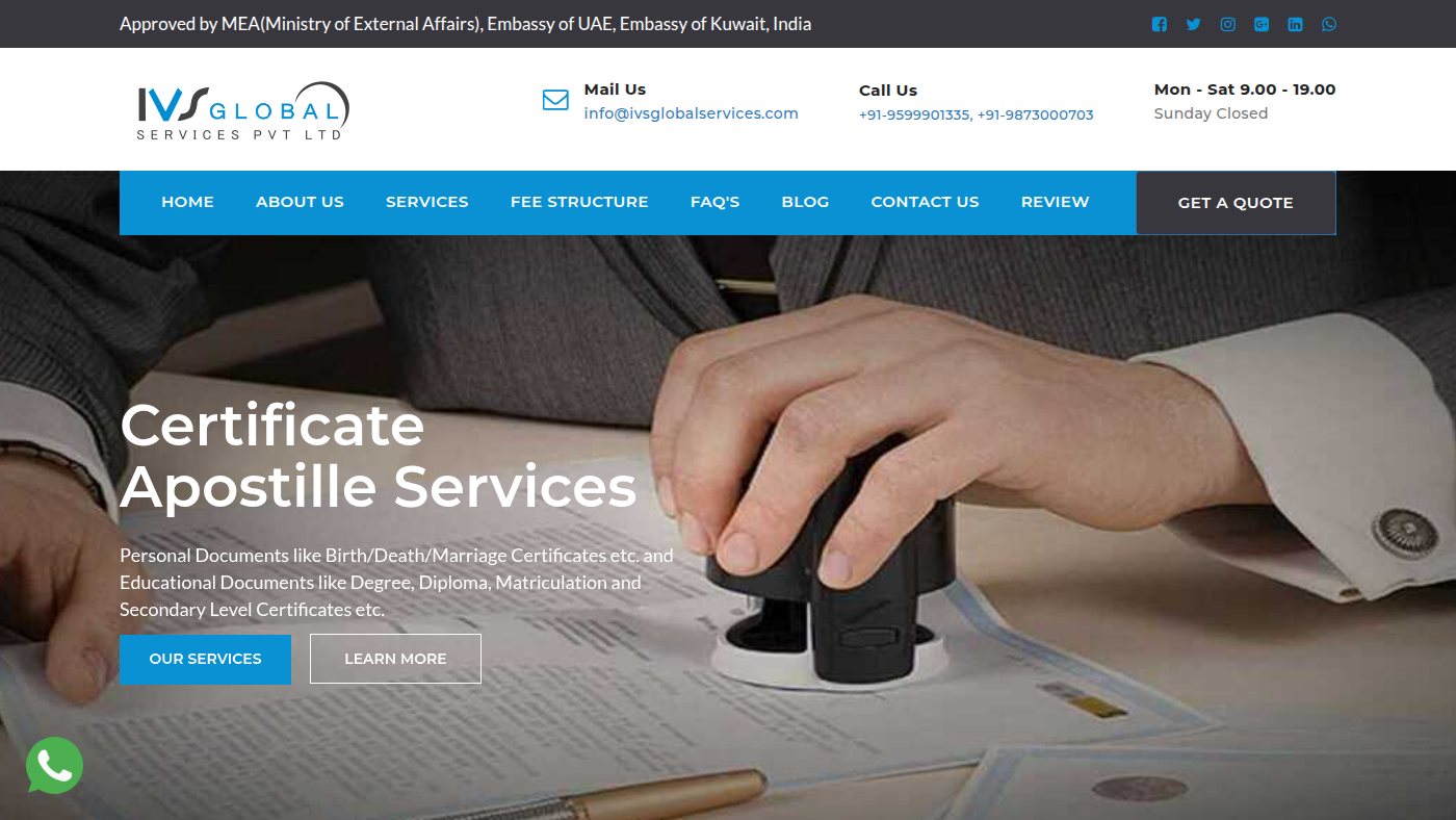 The home page of ivsglobal.in